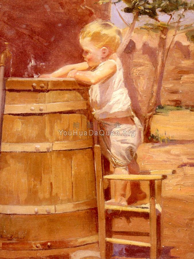 A Boy At A Water Barrel - 贝尼托·雷沃列多·科雷亚